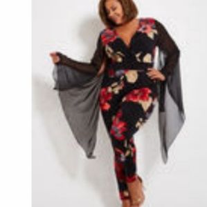 Jumpsuit with long  sheer angel sleaves